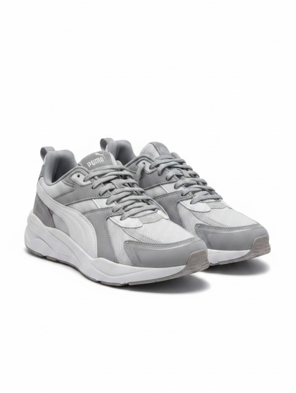PUMA Hypnotic LS Feather Grey/White Lace Up Low Top Suede/Mesh Sneakers